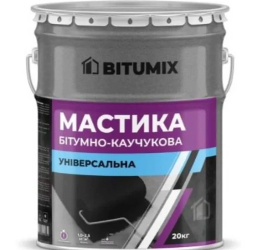 Мастика бітумна каучукова МБК універсальна BITUMIX (відро 20кг)